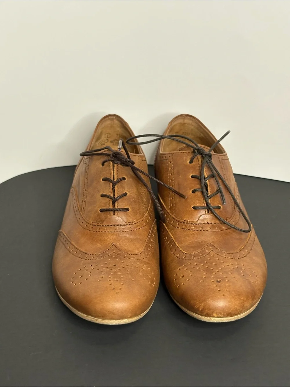 Gabor Tan Brown Kids Lace-Up Wingtip Dress Shoes